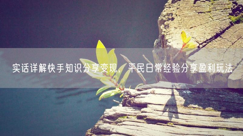 实话详解快手知识分享变现，平民日常经验分享盈利玩法