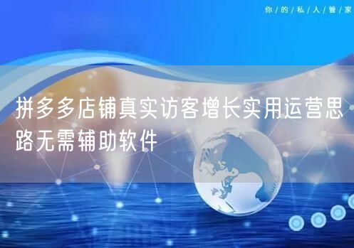 拼多多店铺真实访客增长实用运营思路无需辅助软件