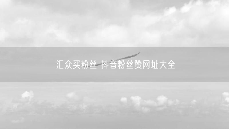 汇众买粉丝 抖音粉丝赞网址大全